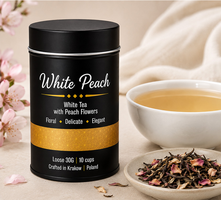 White Peach Leo Tea w kubku prezentowym